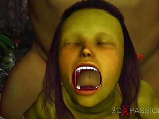 Зелений неймовірно величезний ogre трахає жорсткий a хтивий жінка goblin arwen в в enchanted ліс