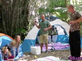 Camping teen stepdaughter