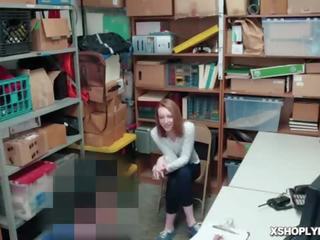 Busted shoplyfter Katy Kiss penis feed in her mouth by the LP Officer!