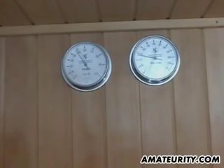 Amateur teen young female facial in a sauna