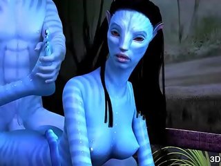 Avatar enchantress anala körd av enormt blå phallus
